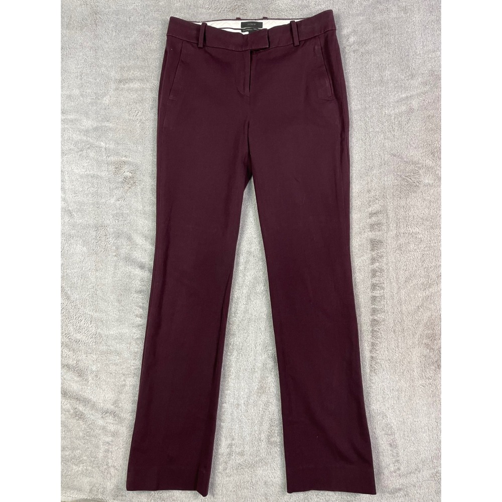 J.Crew Campbell Trouser Pants Womens Size 2 Burgundy Wine Red Stretch Work Dress